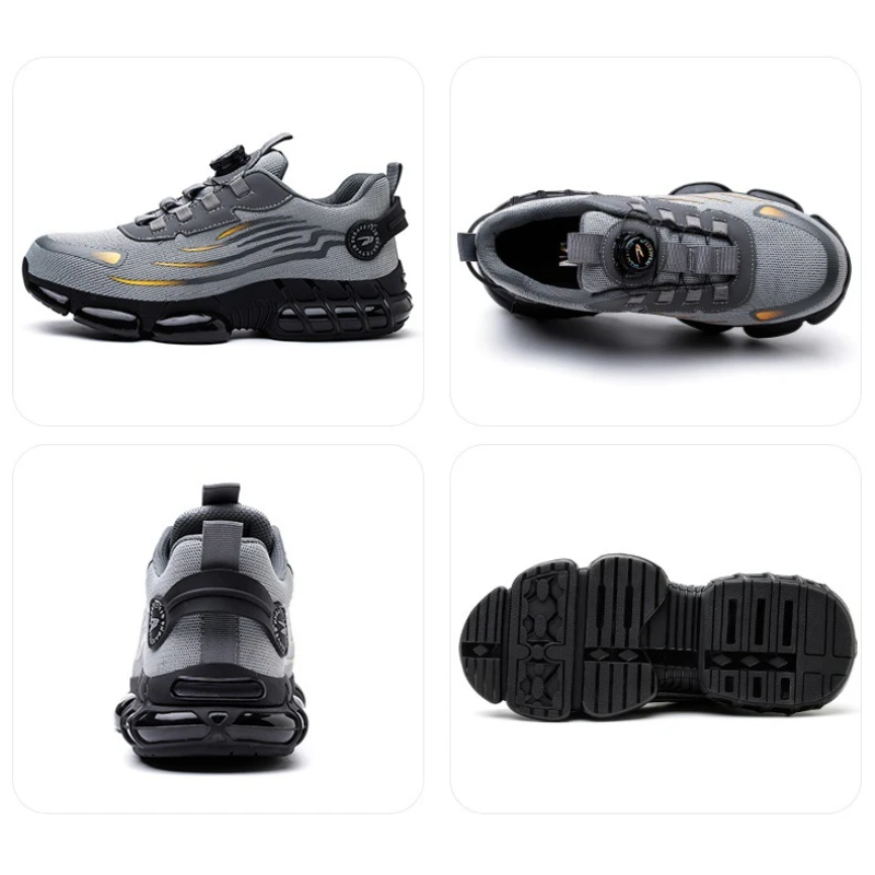 New Safety Shoes Mens Anti-smash Anti-puncture Work Shoes Fashion Rotating Button Men Sport Shoes Security Protective Boots Man