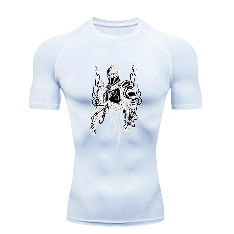 Knights Armor Design 2026 Men's Sports T-shirt Training Fitness Compression Rashgard Tops Quick Dry Short Sleeve T-Shirt
