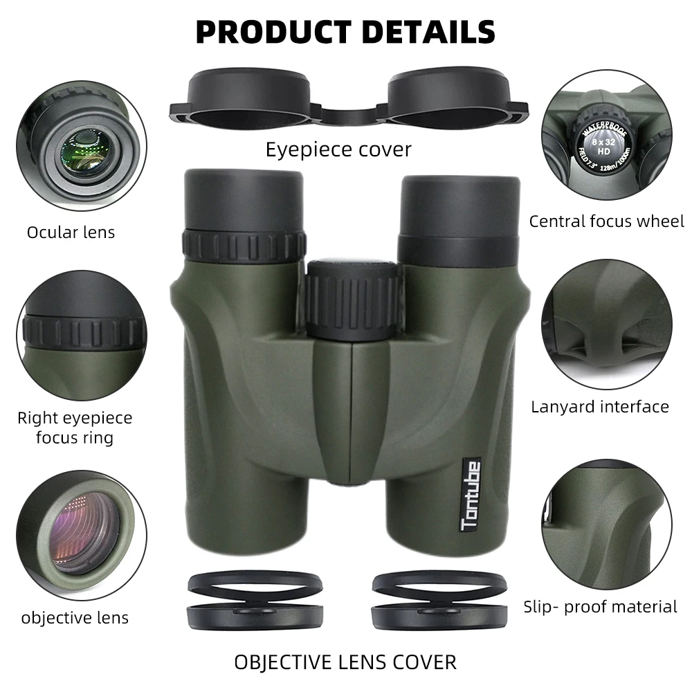 High Powered HD Binoculars 8x32/8X42/10X42 Full Size Wide View Angle Astronomy Telescope for Adults