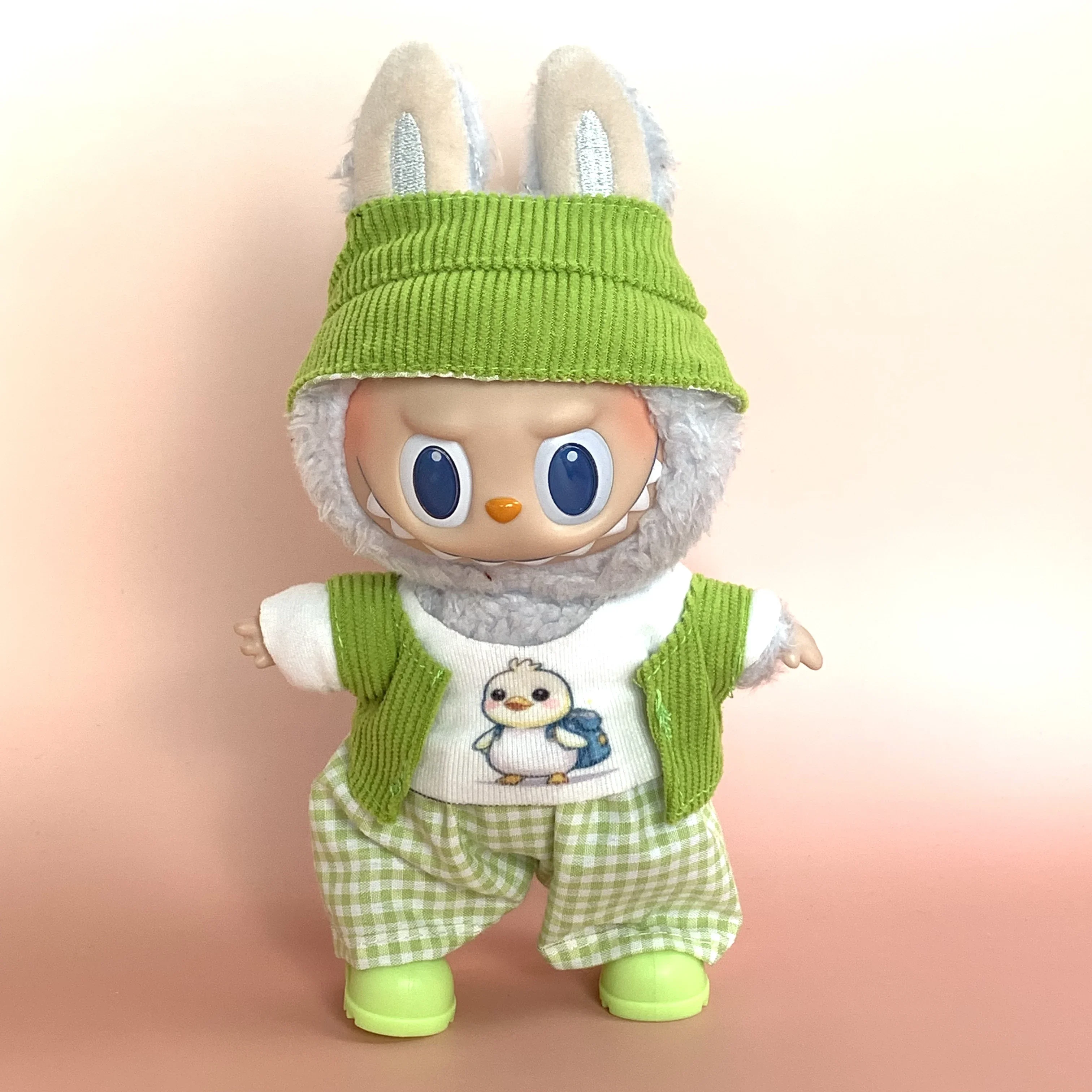 ملابس لملابس LabubuOutfit فقط】 ملابس دمى قطيفة، مجموعة ملابس بستاني بسلسلة مفاتيح يمكن ارتداؤها