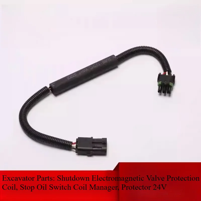 

Excavator Accessories Flameout Solenoid Valve Protection Coil Shutdown Oil Switch Coil Protector 24V