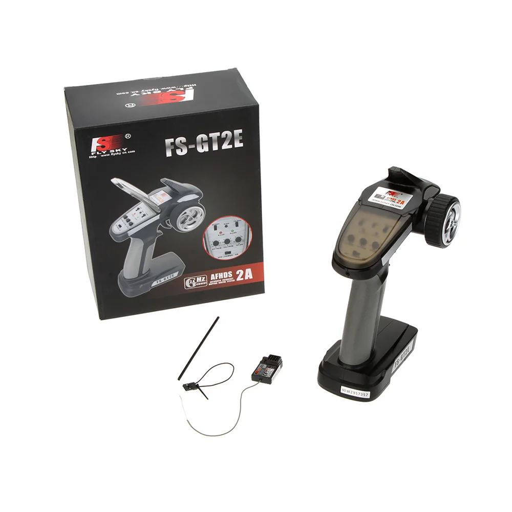 Flysky FS-GT2E AFHDS 2A 2,4 ghz 2CH radiosysteemzender voor RC autoboot met FS-A3-ontvanger
