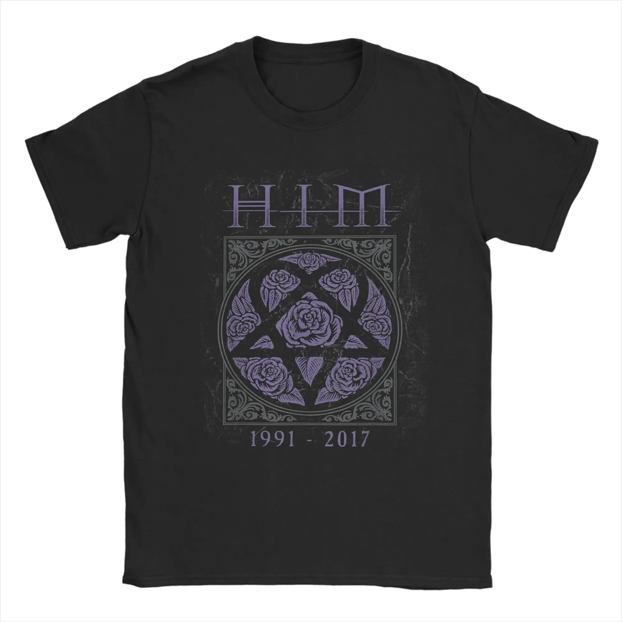 Hot Sale HIM Classic Logo Print T-Shirt Men Women Summer Crewneck Cotton New Tees Oversized Harajuku Streetwear Y2K Fashion Tops
