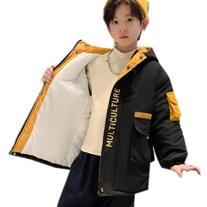 

Korean Kids Winter Thermal Parka Jacket Coat For Teens Boy Age 4 5 6 7 8 9 10 11 12 13 14 Years Child Hooded Outerwear Warm Waer