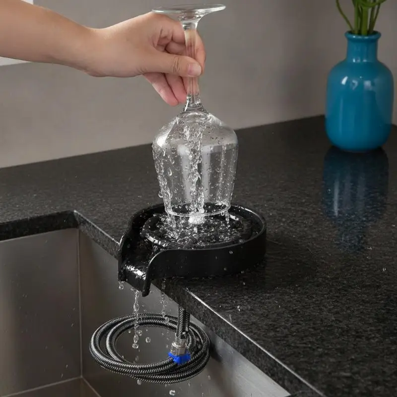 High Pressure Cup Washer with Durable Metal Water Pipe Easy to Install for Home Kitchen Bar Coffee Shop Sink