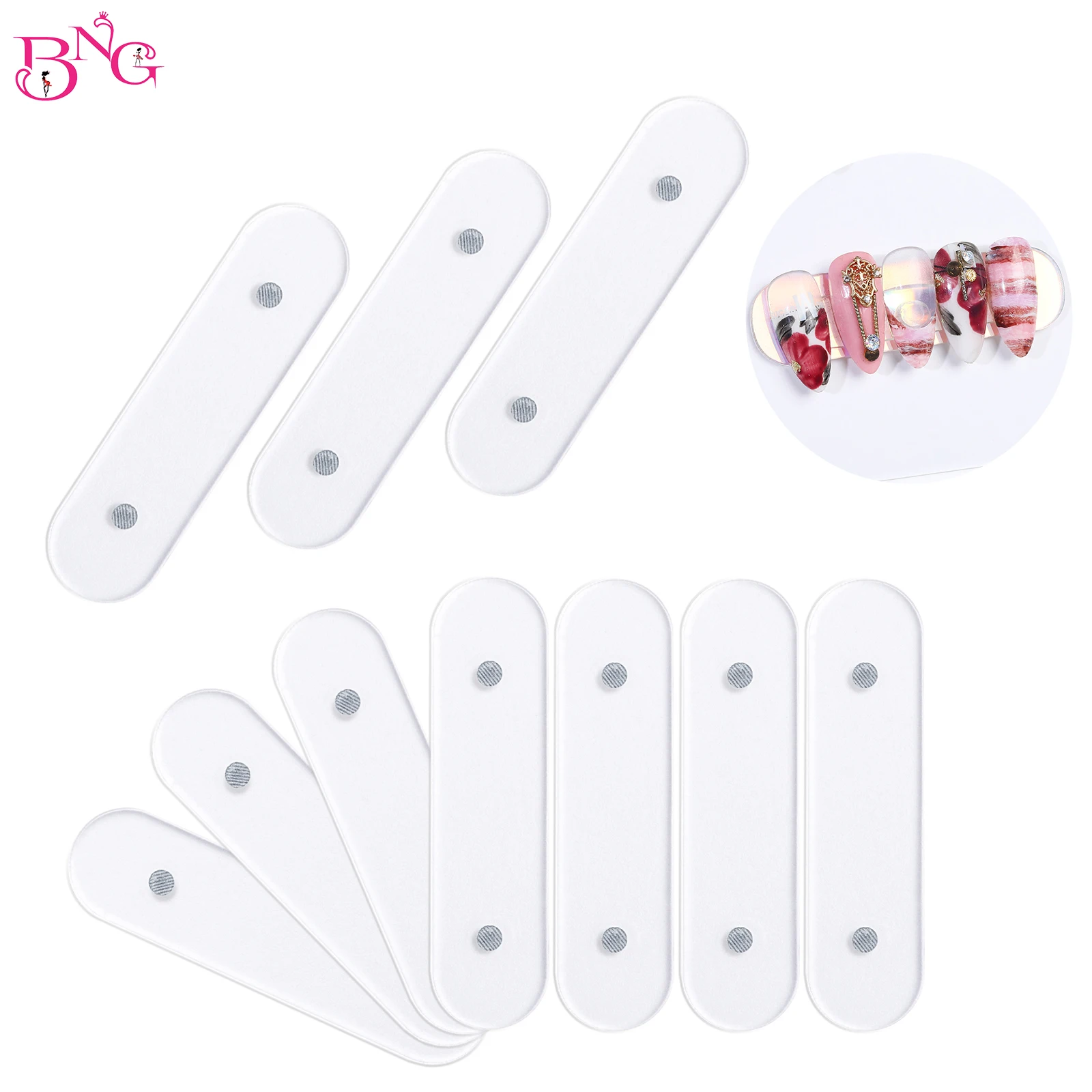 

10PCS Nail Display Strips Nail with Magnet Acrylic StripsNail Art Tips Sticks Transparent Display Practice Palette Manicure