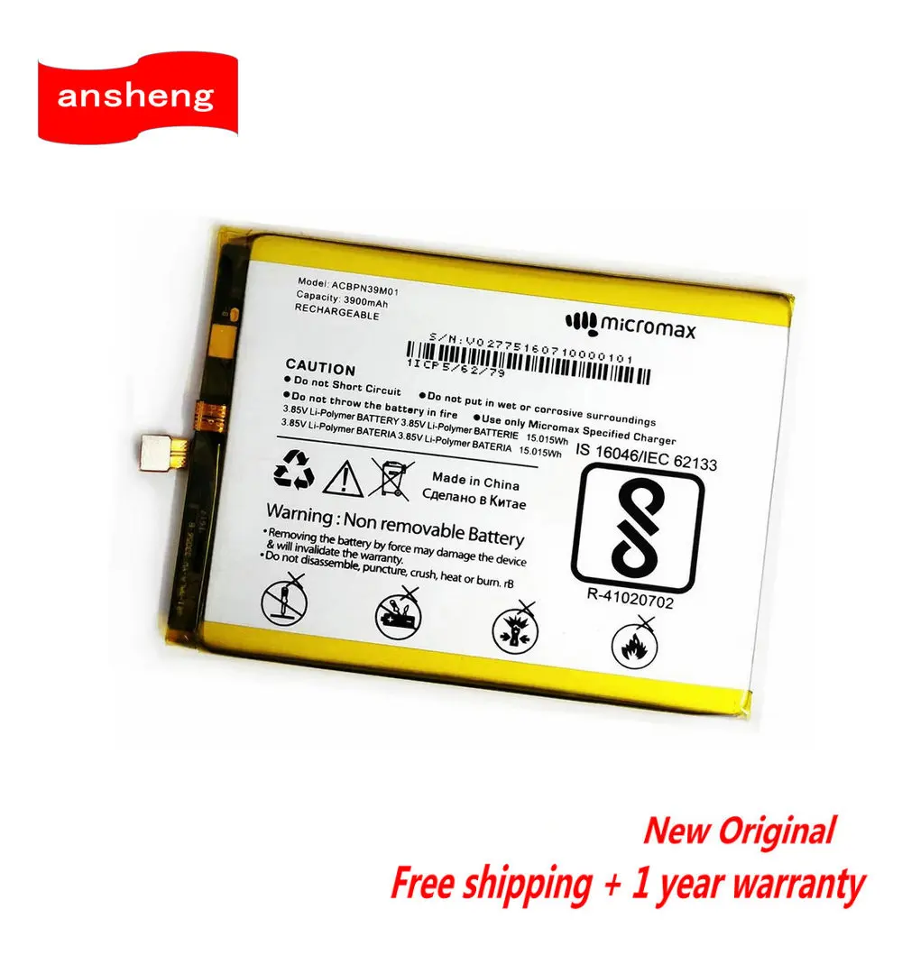 

Original 3.8V 3900mAh ACBPN39M01 LA-40 Battery For Micromax Canvas Juice 4 Q465 Li-ion Polymer Smart Phone