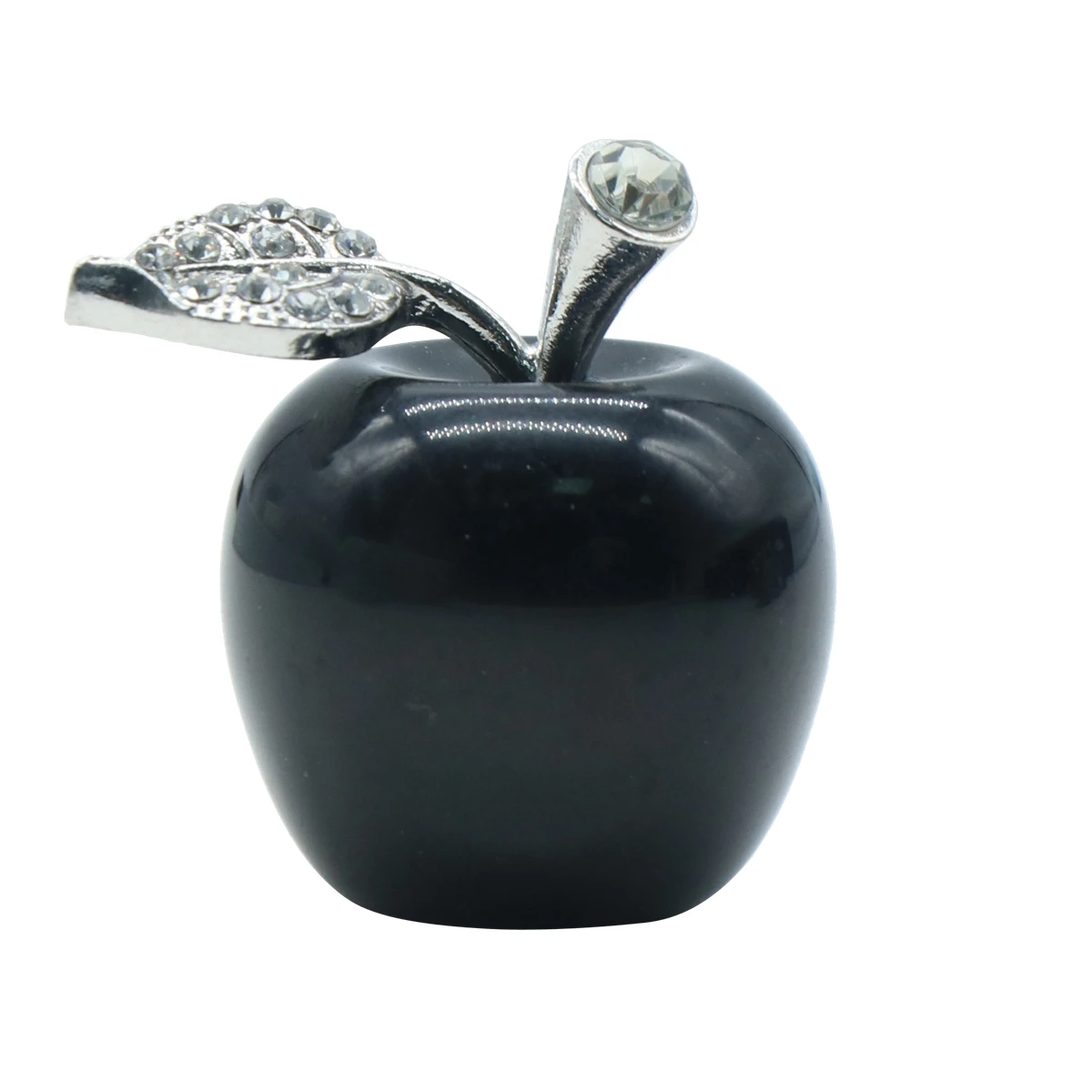 Handmade Craved 1.0Inch Black Onyx  Apple Crafts for Home Living Room Decoration Gifts Gemstone Statue Figurines