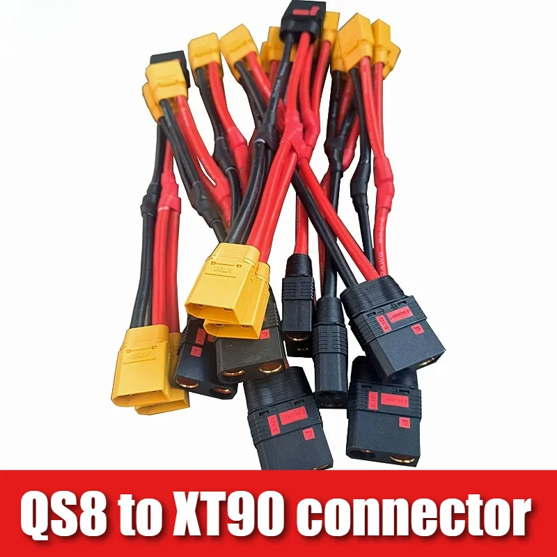 8AWG 10AWG QS8 Female to XT90 Double Male Head Adapter Cable Lithium Battery Drone Charging Plug 1 To 2 Power Connector 10/15cm