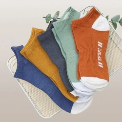 5/10 Pairs High Quality Men's Sports Short Socks Sweat-Absorbent Breathable Thin Boat Socks Fashion Cotton Low Cut Ankle Socks