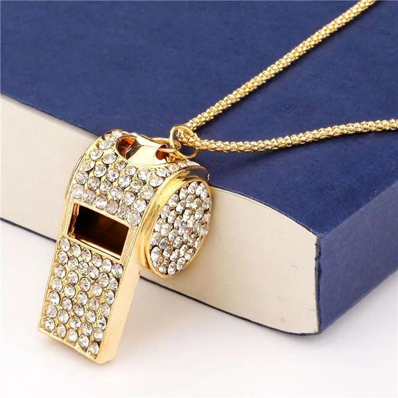 RTENTE-4X Whistle, Metal Crystal Rhinestone Whistle, Shining Whistle With Keychain For Referees, Coaches, Teachers