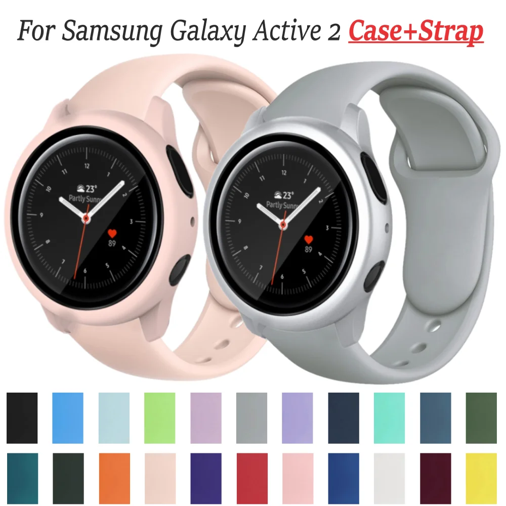 Correa y funda para Samsung Galaxy Active2, Protector de pantalla de 20mm, 40mm, 44mm, parachoques y banda para Samsung Galaxy Watch 4/5/6, 40mm,