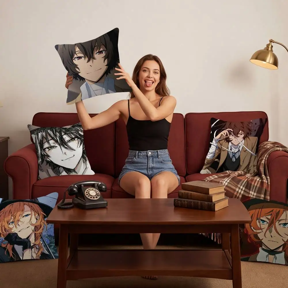 Bungo Stray Dogs Nakahara Chuya Pillow Case For Home Bedroom Car Office Decoration Living Room Sofa Cushion Cover Suitable