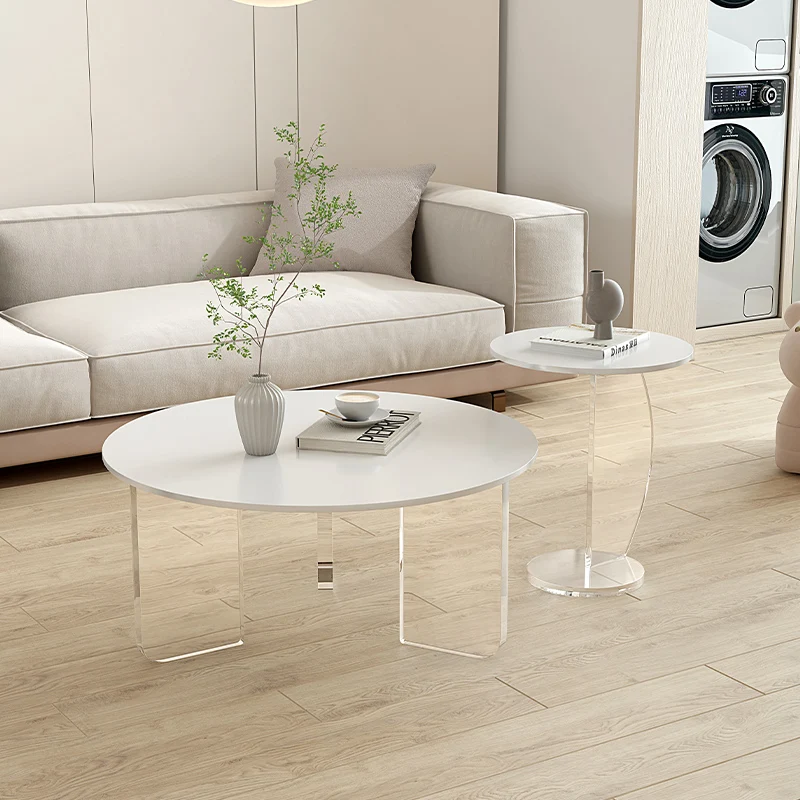 

Circular coffee table, light luxury living room, small household, acrylic floating, transparent Italian modern minimalist intern