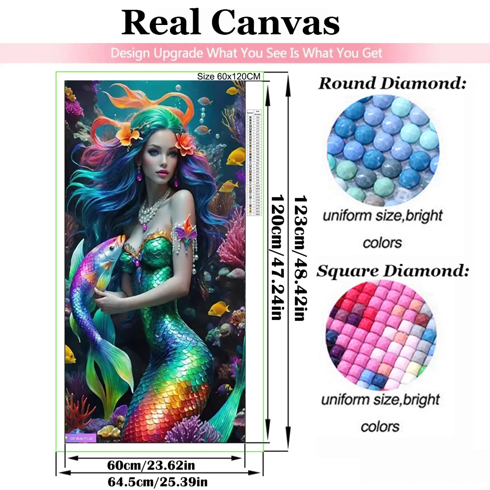 Fairy 5D Diy Diamond Painting Cross Stitch Kit Sea Mermaid Moon Scenery Full Rhinestone Embroidery Mosaic Goddness Wall Decor