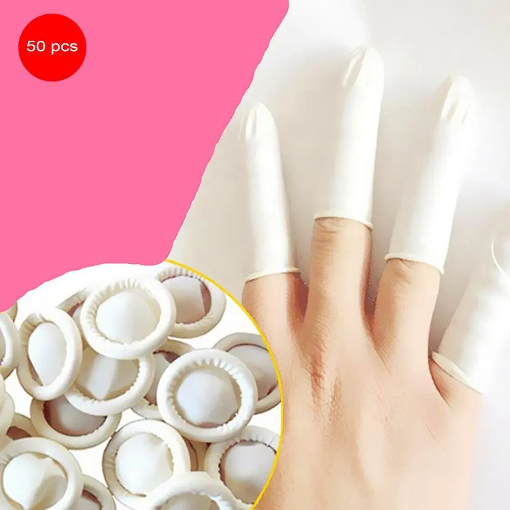 50 teile/satz Natur latex anti statische Finger betten praktisches Design Einweg Make-up Augenbrauen verlängerung Handschuhe Werkzeuge Großhandel