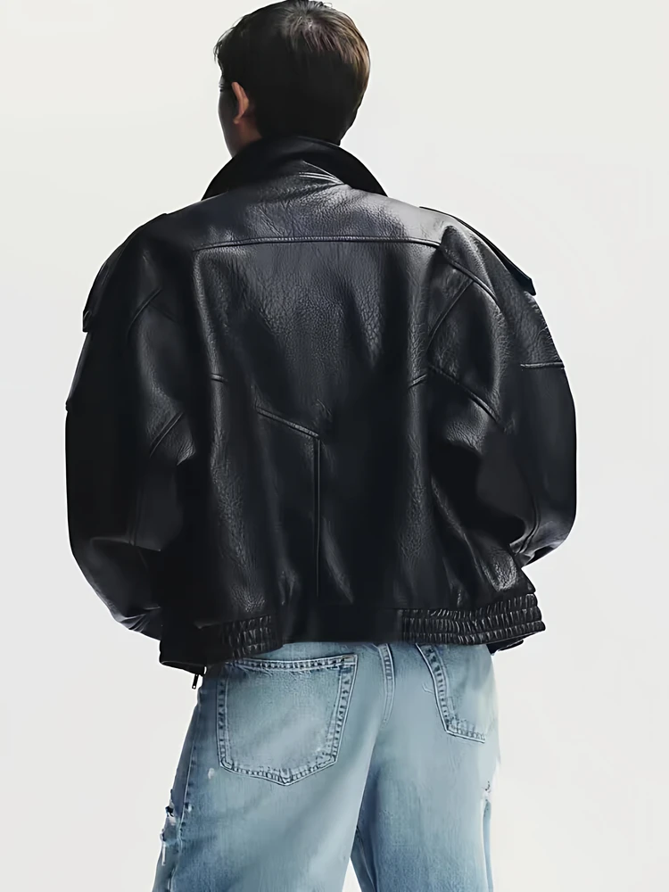 المرأة فضفاضة طويلة Sve السائق Jaet معطف جلد الخريف جديد Sle الوقوف طوق زر مزين فو الجلود السيدات ملابس خارجية