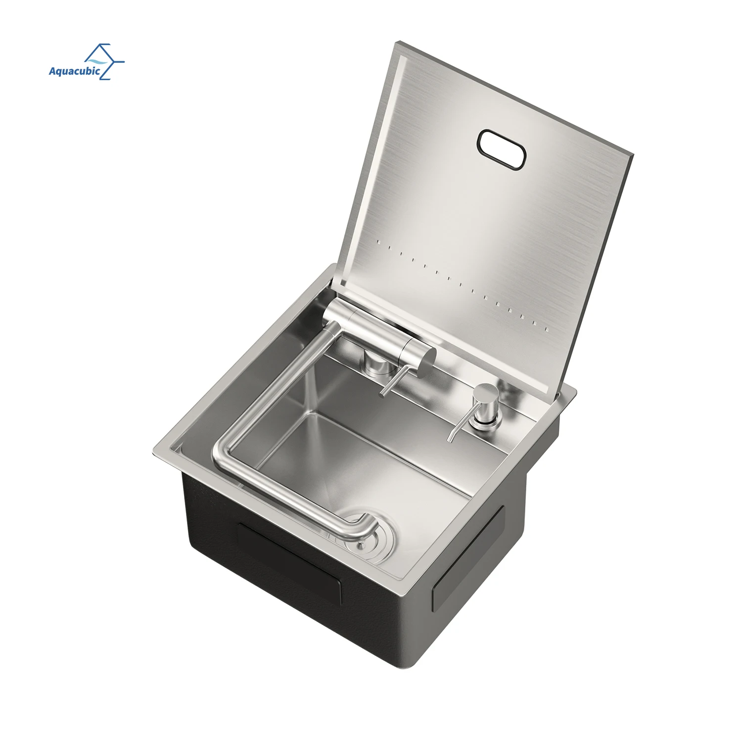 

T304 Stainless Steel RV Bar Sink 16x18 Inch Topmount With Foldable Faucet & Cutting Board - PVD Coating