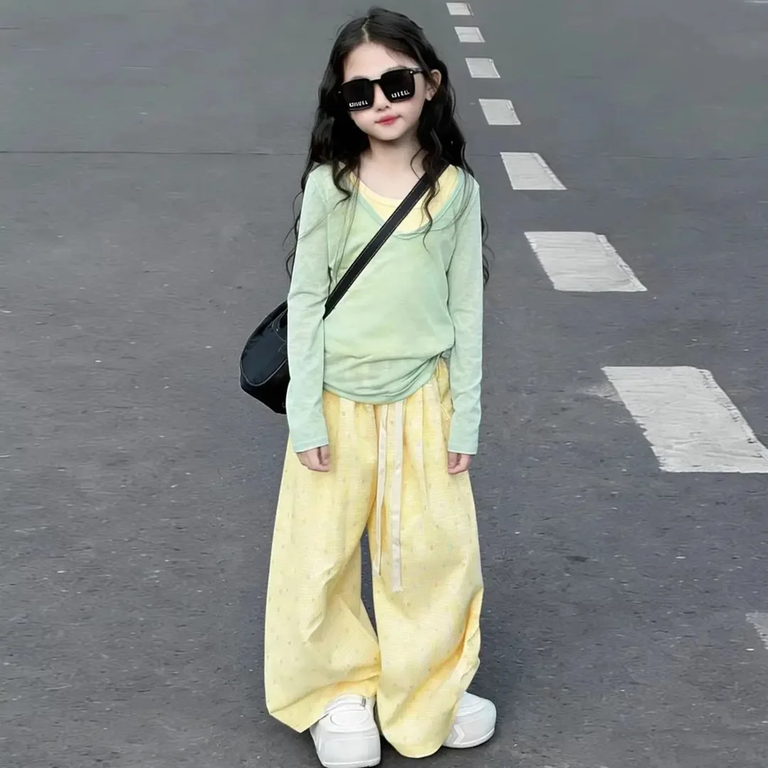 Girl Kids Spring Sets 2026 Girl Fashion Colorful Pure Cotton Clothes Three Price Sets