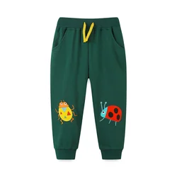 Jumping Meters 2-7T nuovi disegni ragazzi ragazze pantaloni della tuta con animali ricamo coccinella pantaloni per bambini pantaloni a figura intera per bambini