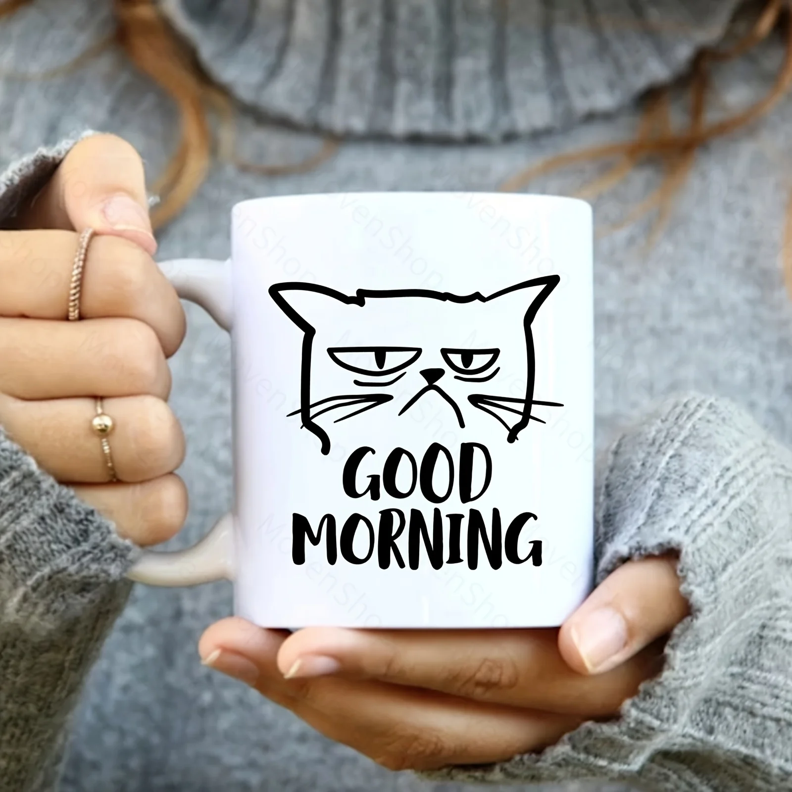 

1 шт. кружка для кофе с мультяшным изображением кота, белая чайная чашка, классическая чашка для напитков с ручкой, подходит для какао, молока, чая или воды.