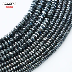 A++ Natural Hematite Faceted Rondelle Beads for Jewelry Making Charm Bracelets Necklace DIY Accessories