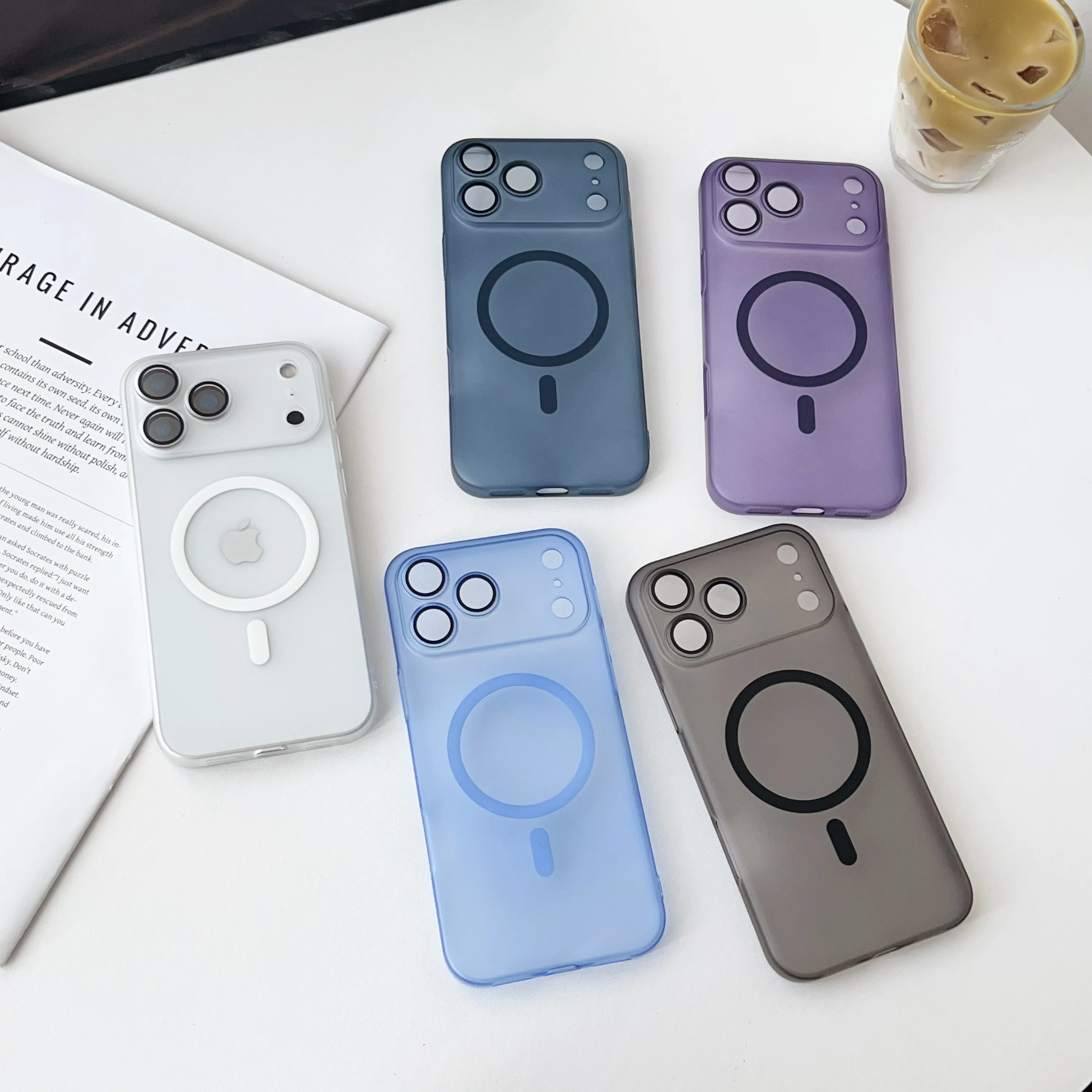 عدسة زجاجية بلوري لهاتف Magsafe حافظة مغناطيسية لهاتف iPhone 17Air 16E 16 15 14 Plus 13 12 11 17 Pro Max غطاء شفاف للشحن اللاسلكي #6