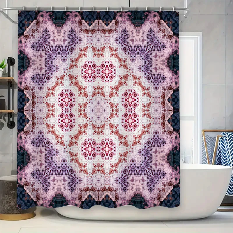 

Калейдоскопическая занавеска для душа Розовый Фиолетовый акварельный цветочный дизайн, декор для ванной комнаты, водонепроницаемая занавеска для душа из полиэфирной ткани fo