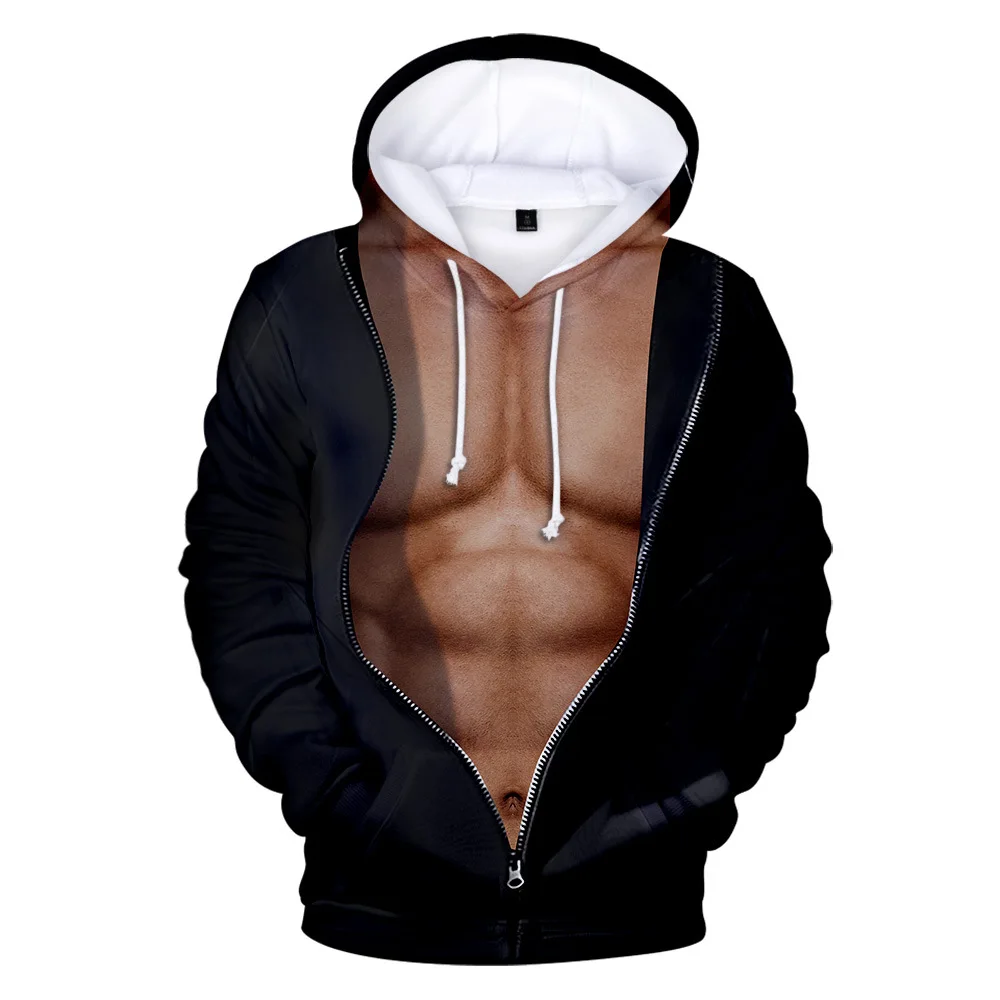 Sudaderas con capucha con estampado 3D de cuerpo divertido para hombre, sudaderas con capucha de manga larga, ropa de calle Harajuku, chaqueta, ropa para hombre