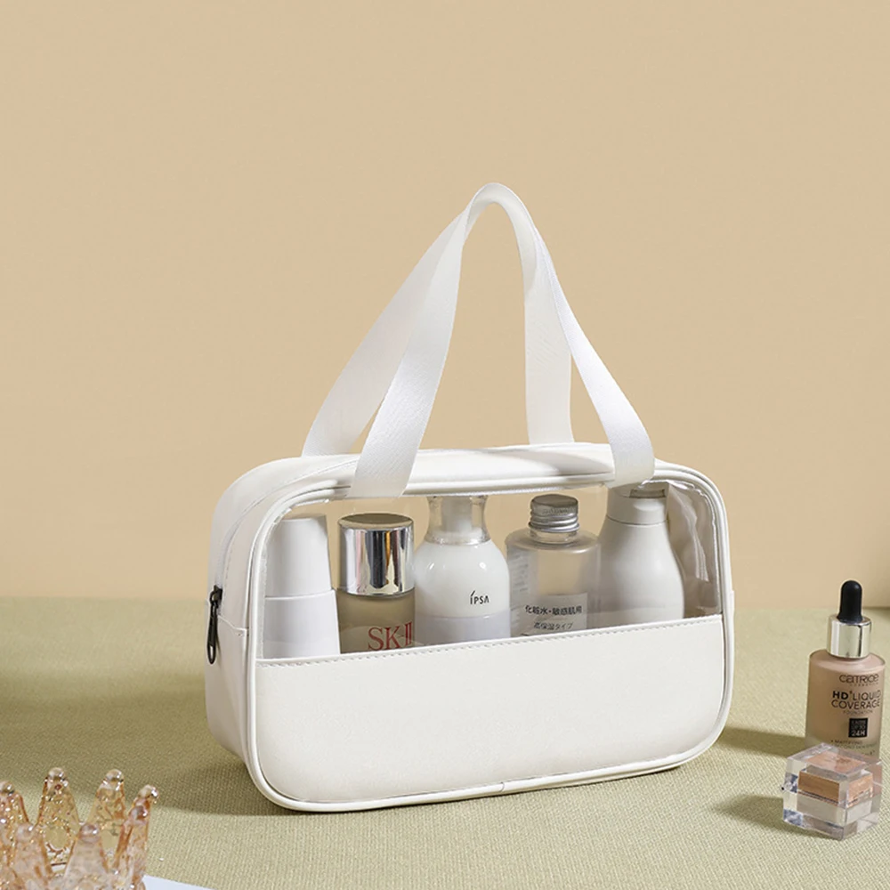 Anpassbare Name Neue TPU Transparent Make-Up Kulturbeutel frauen Große Kapazität Wasserdichte Handheld PU Lagerung Tasche PVC Make-Up Tasche – Detail 9