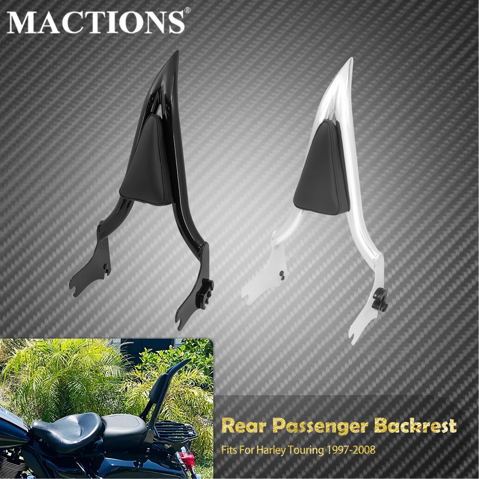 Motorrad Hinten Passagier Rückenlehne Sissy Bar Abnehmbare Für Harley Touring Road King Street Electra Glide FLTRX CVO 1997-2008