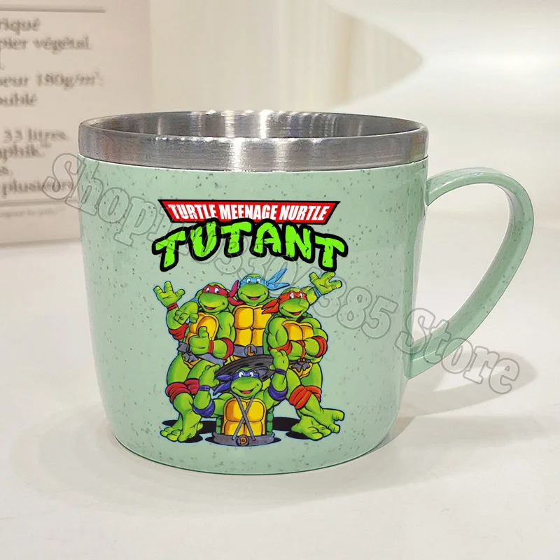 Teenage Mutant Ninjas Turtles Water Cup Kids Kawaii Stainless Toothbrush Cups Student Breakfast Milk Coffee Mug Children Gift