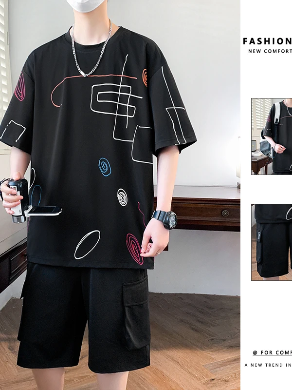 

2025 New Summer fiti round Ne Men's T-irt Base irt Trendy Individual Casual Sweatirt Polyester Fiber