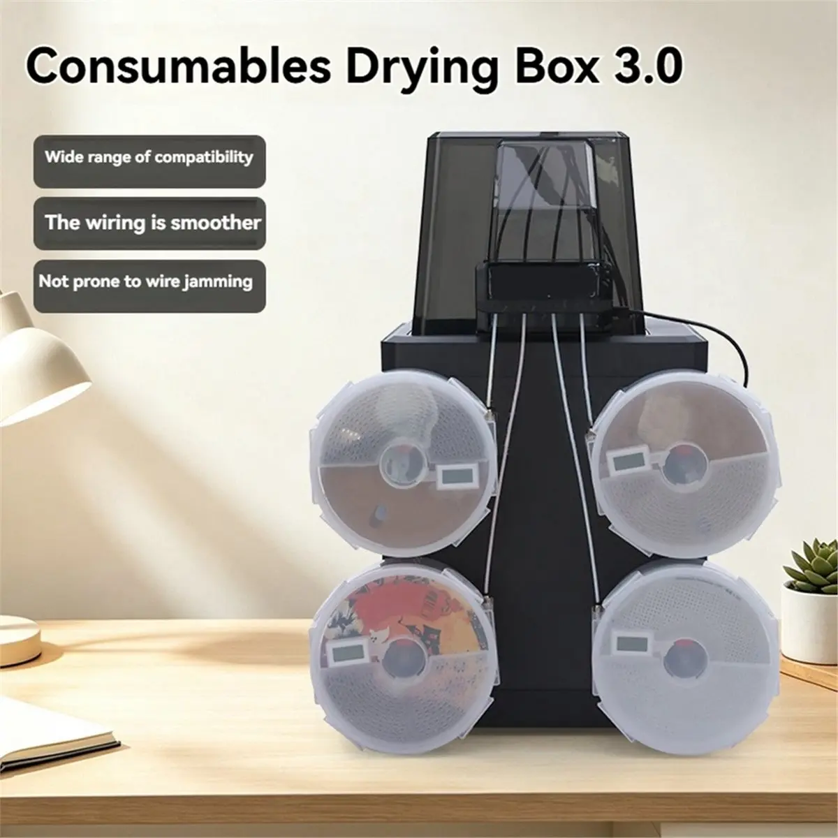 Wall Mount Airtight 3D Printer Filament Dry Box 3.0 with Hygrometer Smooth Feeding for 1KG Filament 3D Printer Dryer Box