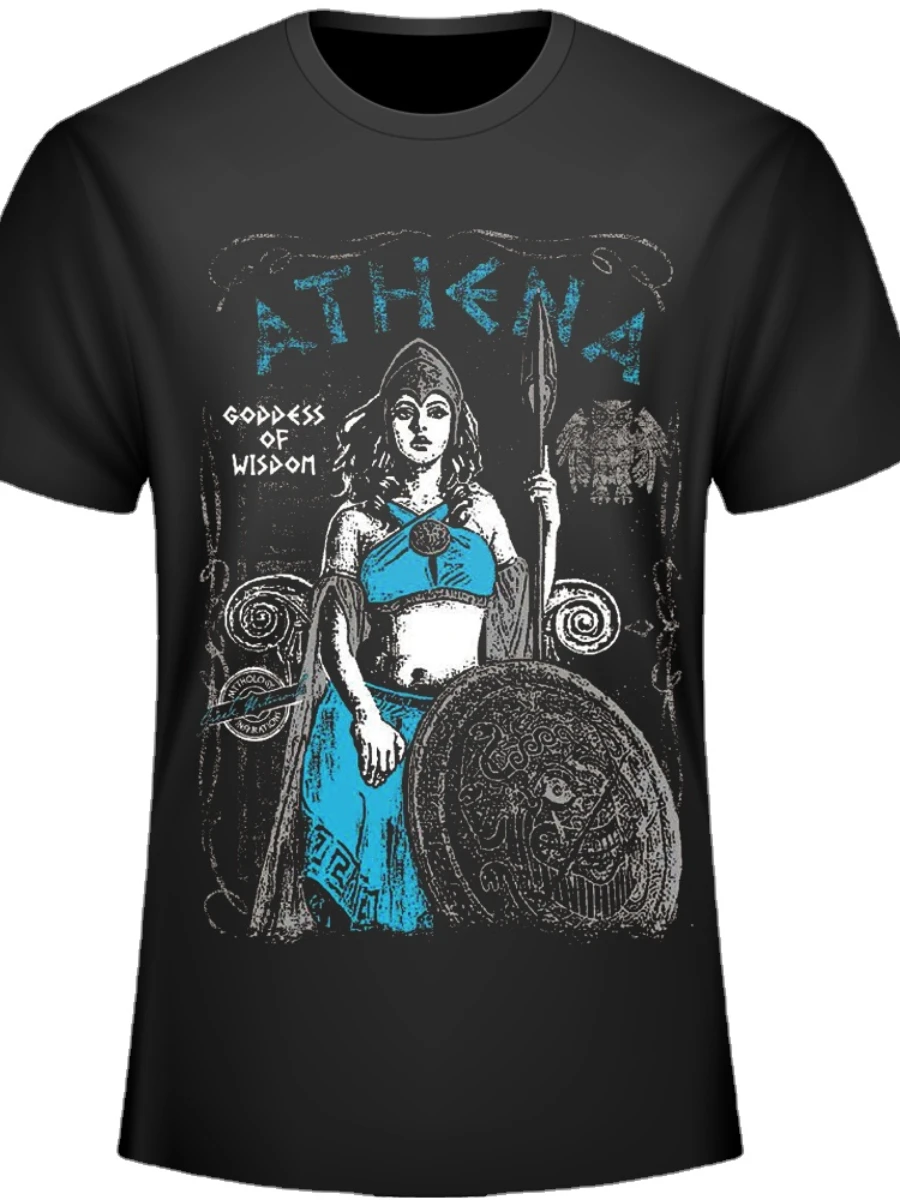 Fashion Design Ancient Greek Goddess of Wisdom Athena Image Men\'s T-Shirt. Summer Cotton Short Sleeve O-Neck Unisex T Shirt New