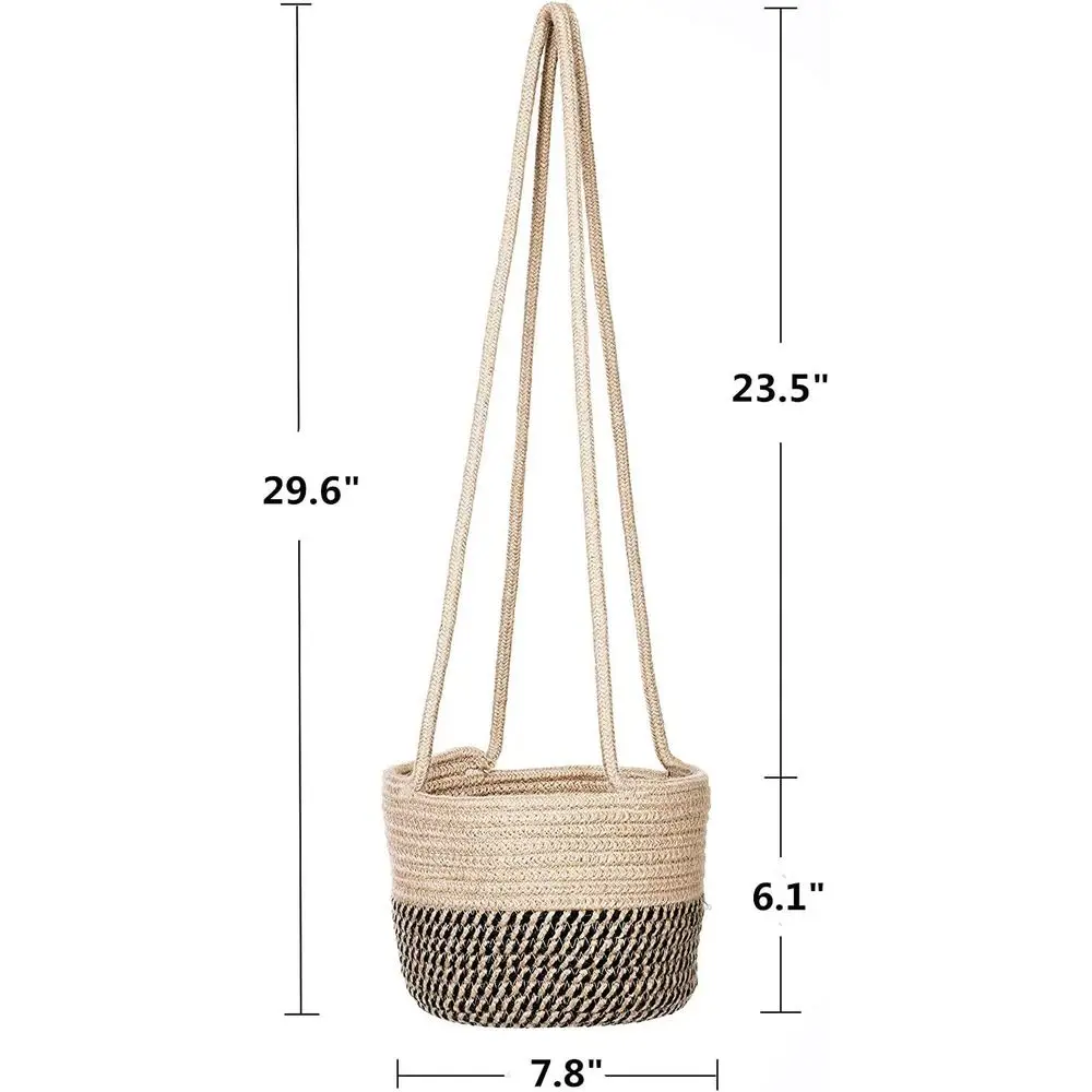 Hanging Planter Basket, Rope Woven Plant Holder hangers, Up to 7” Pot | Indoor plant hangers with modern storage organizer or ho