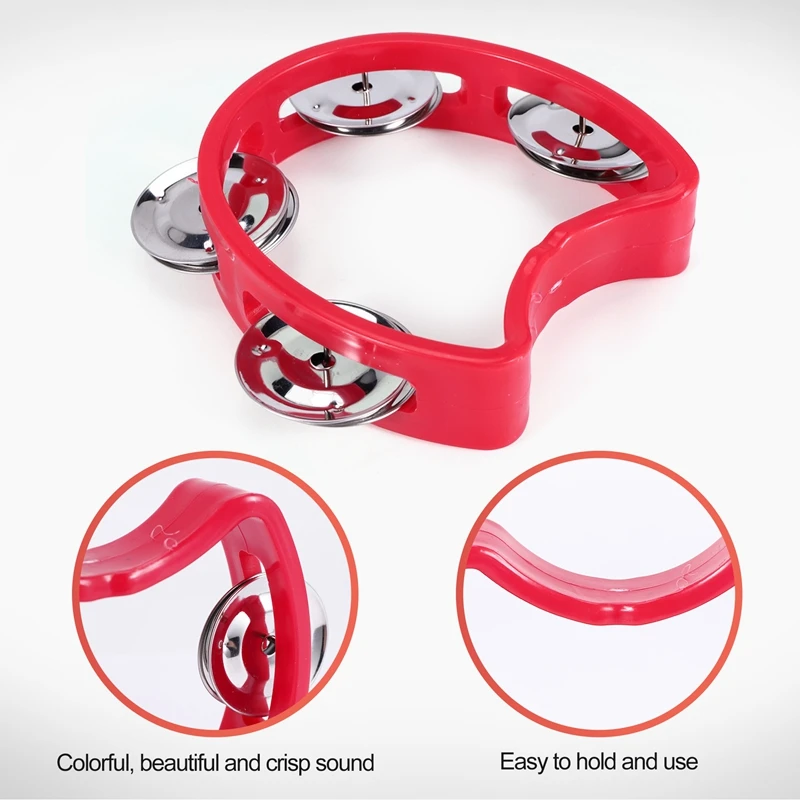 20Pcs Plastic Tambourine Musical Instruments For MINI Handheld Tambourines Percussion Rhythm Party Musical Instruments