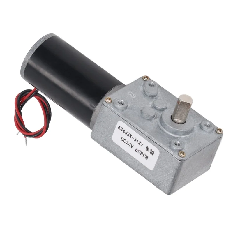 DC24V Self Locking Worm Gear Motor Reversible Single Shaft Speed Reduction Motor 634JSX 31ZY 60RPM 80RPM