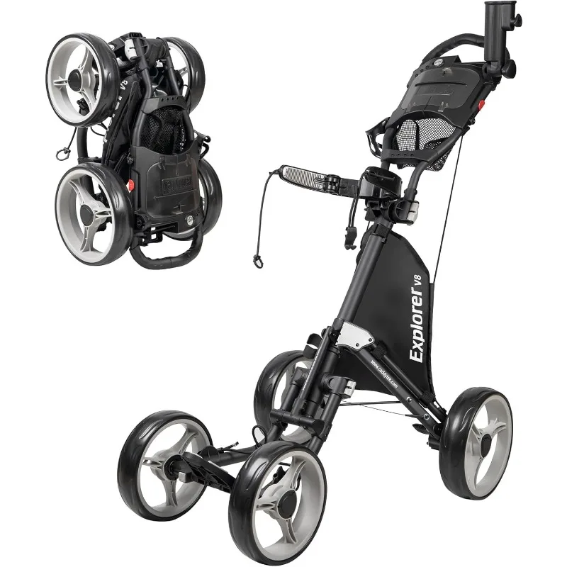 

CaddyTek Explorer V8 - SuperLite 4 Wheel Golf Push Cart, Explorer Version 8