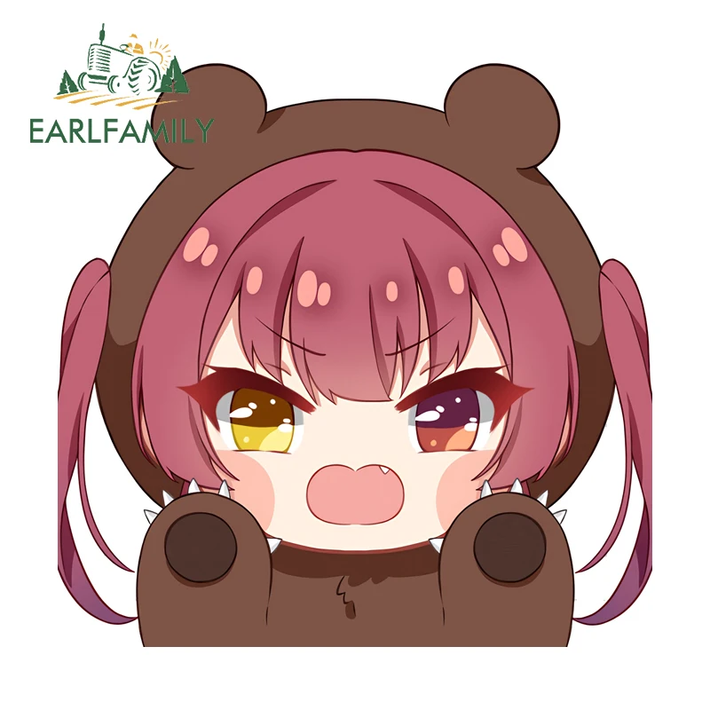 

EARLFAMILY Lupa Chibi против окон, автомобильные наклейки, граффити, волнистые наклейки на багажник, виниловый материал, водонепроницаемые аксессуары
