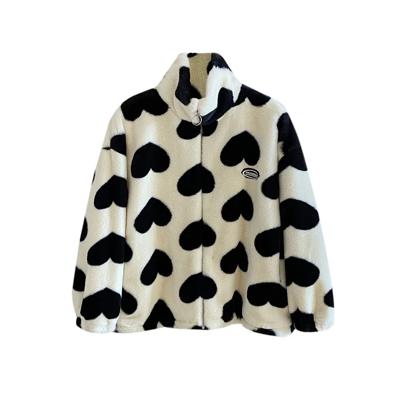 Casacos de pele do falso feminino zíper manga cheia gola casaco grosso quente y2k streetwear jaquetas elegantes outerwear outono inverno