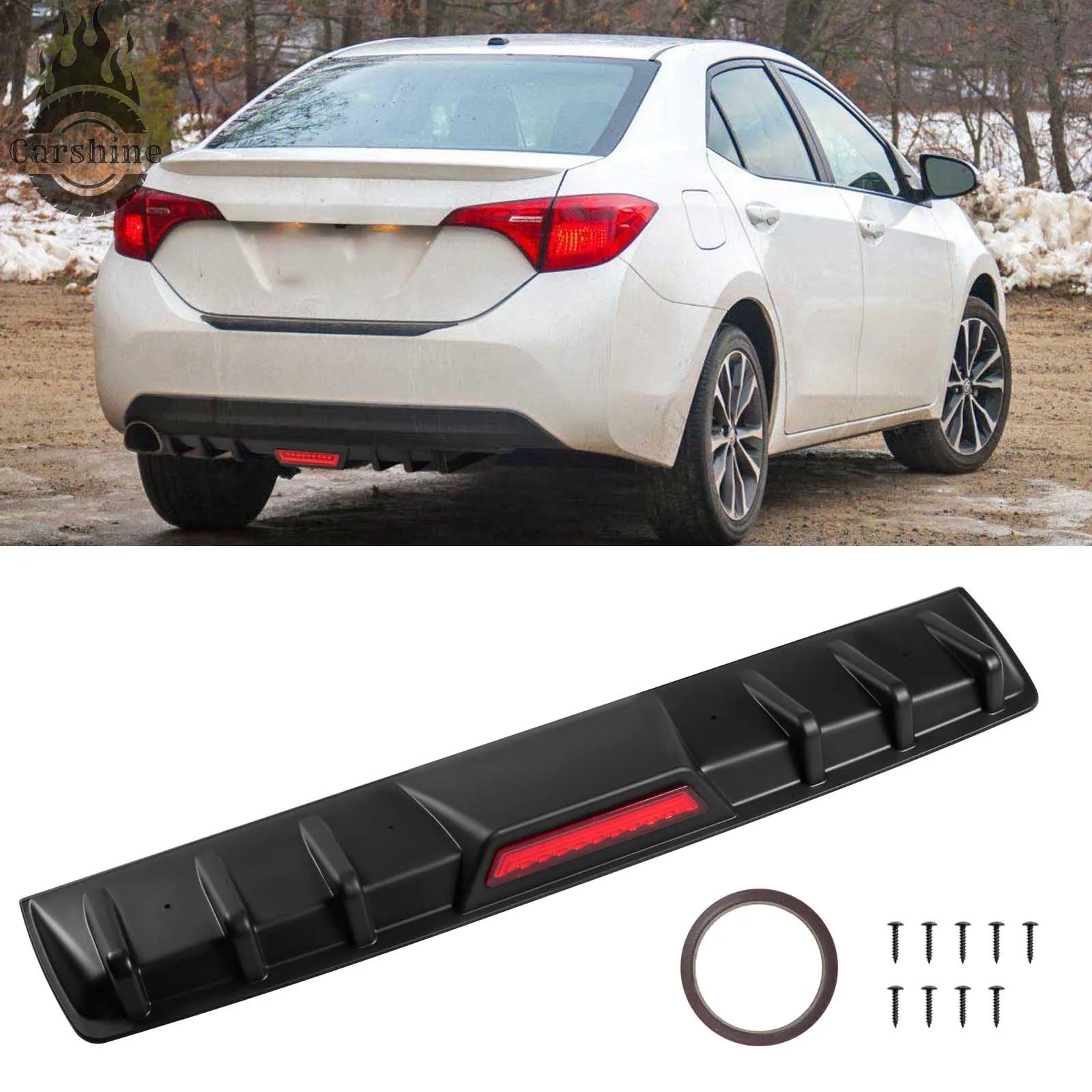 

Матовый черный задний диффузор-спойлер с ребристыми элементами для Toyota Corolla