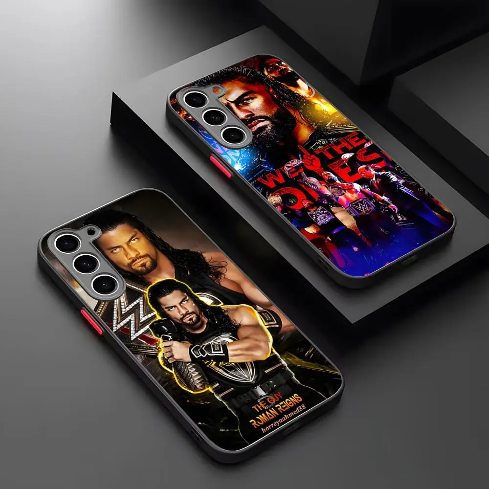 W-Wrestling Star Roman R-Reigns Phone Case Matte Transparent For Samsung S25Plus S22 FE S23 Ultra S24 Plus S25 Cover