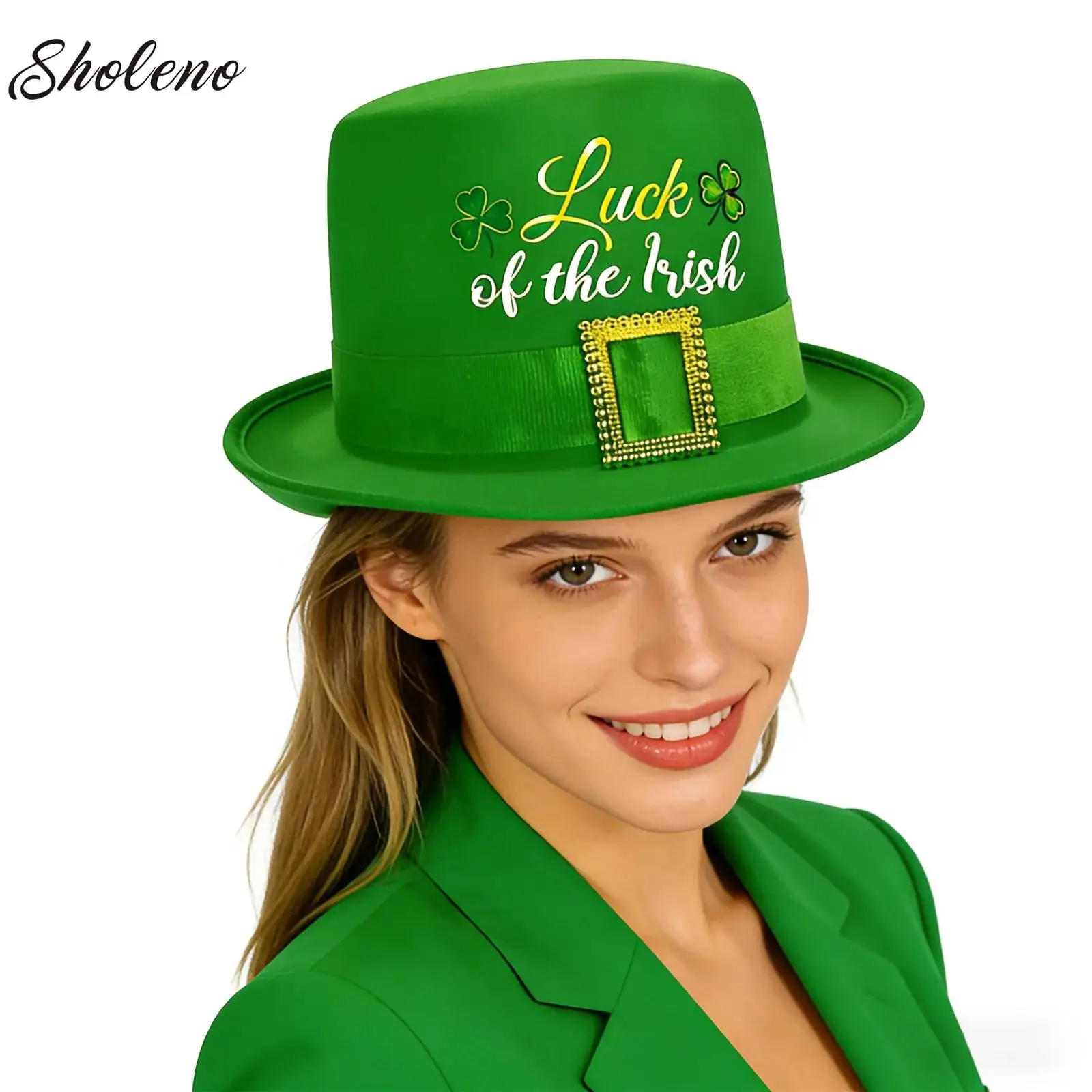 

St Patrick's Day Top Hat for Men Male Steampunk Retro Cosplay Shamrock Hat Men Carnival Halloween Carnival Party Costume Props