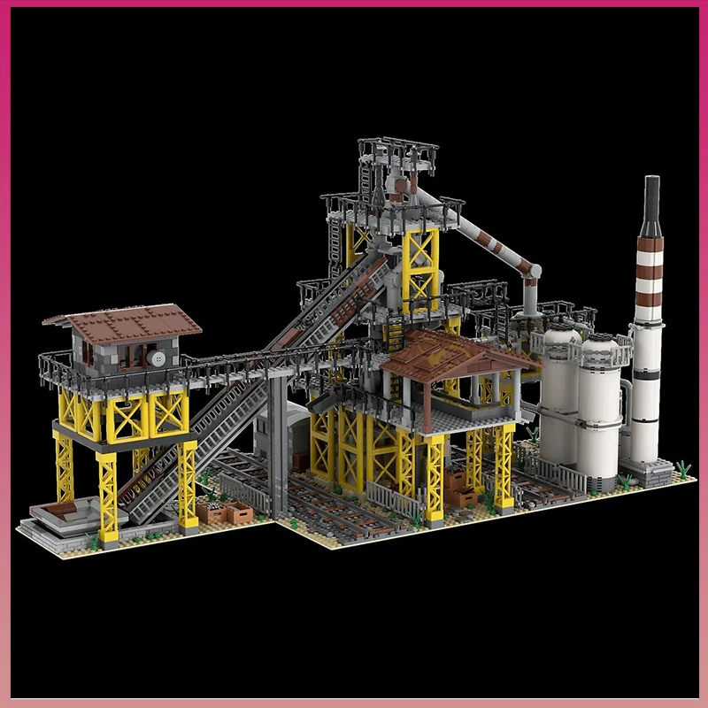 

Модульная архитектурная модель промышленной зоны MOC: Улица с доминирующими доминантами, строительные блоки, кирпичи, конструктор DIY, креативная сборная игрушка, подарок