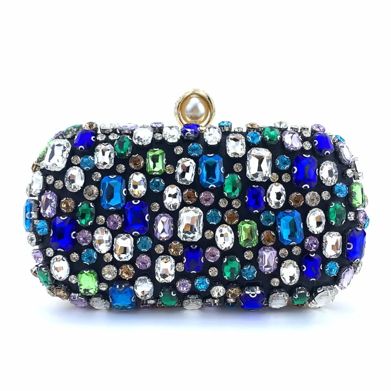 

Sparkling Colored Diamond Embedded Evening Bag Bride Party Clutches Rhinestone Decoration Fashion Arty Cocktail Purs Feminina