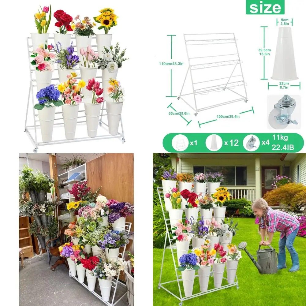 

3-Tier Metal Flower Stand for Fresh Flowers, Ideal for Florist Displays and Outdoor Patio Gardens