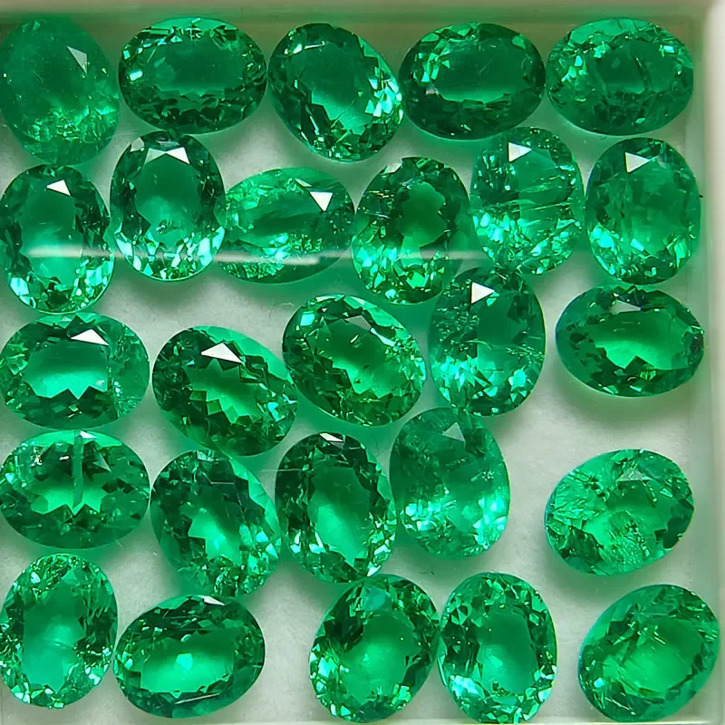 Lab Grown Columbian Emerald Green Oval Shape Gemstone For Diy Jewelry Pendant Making Material Selectable AGL Certificate