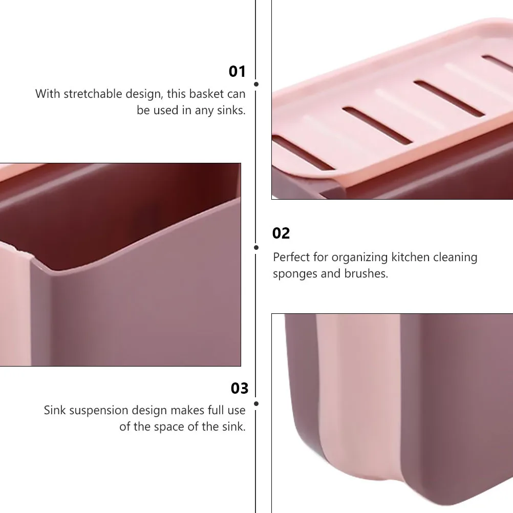 1Pcs Stretchable Drain Basket Kitchen Sink Rack Multipurpose Storage Rack Sponge Holder Efficient Organizer Kitchen Waste Basket