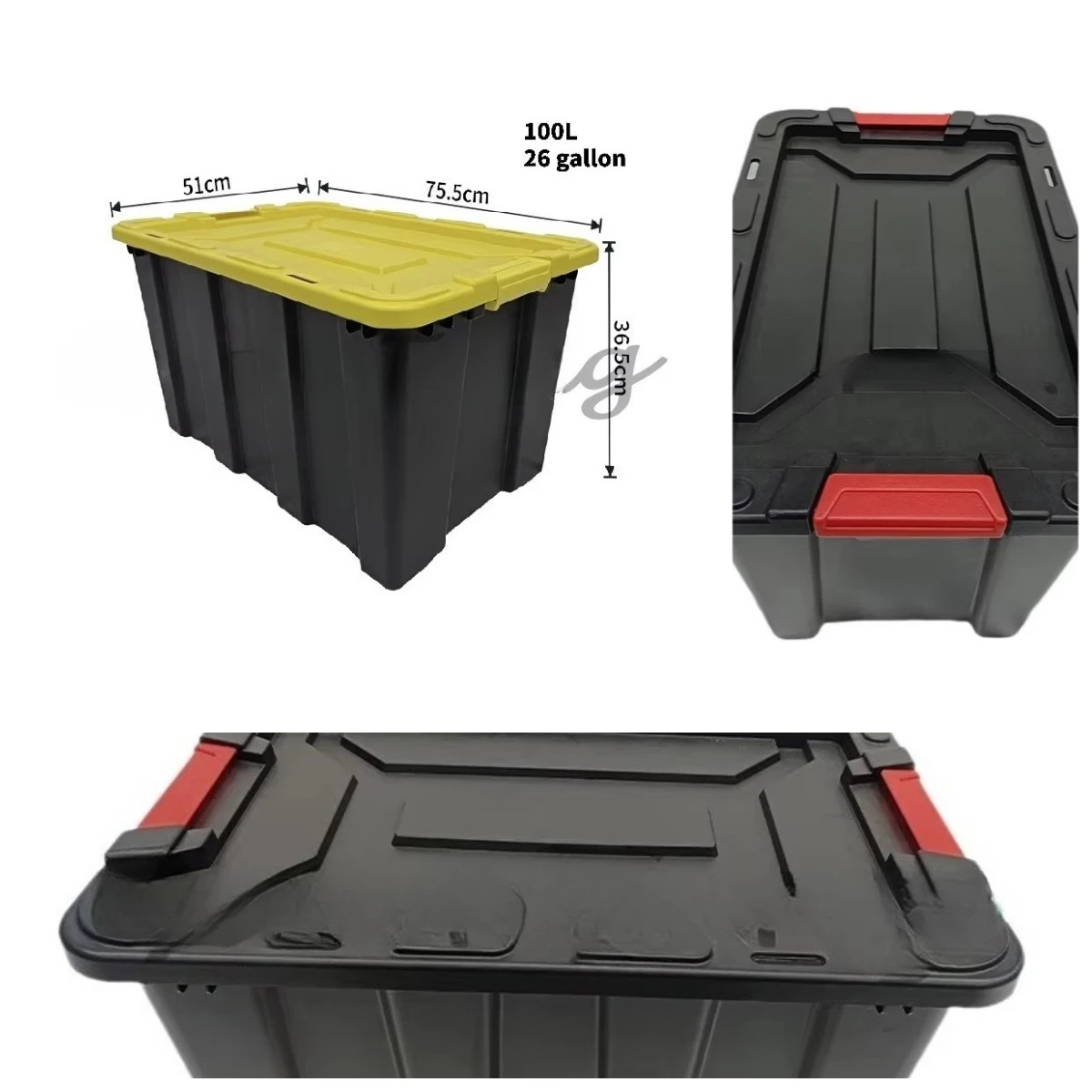 100L Large Capacity Heavy Duty Stackable Plastic Storage Container Car Luggage Storage Box